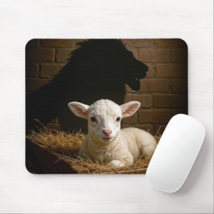 Lamb In a Manger With Lion Shadow Mouse Pad
