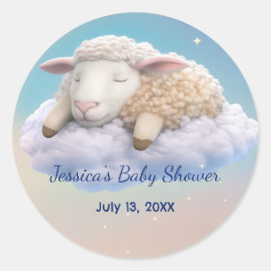 Lamb In The Clouds Baby Shower Classic Round Sticker