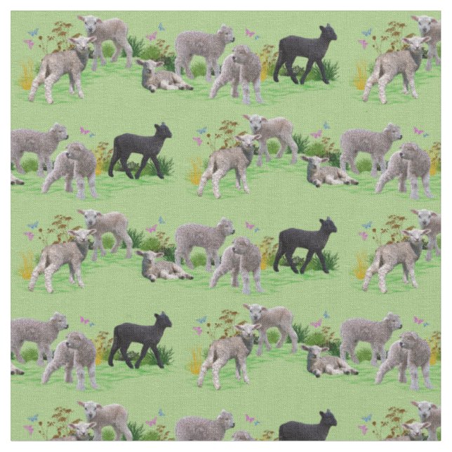 Lamb Meadow Fabric (Light Green) (Close Up)