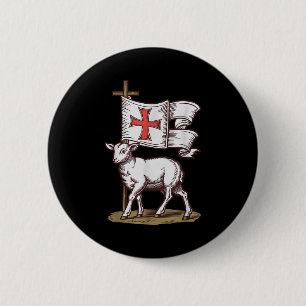 Lamb Of God Christian Symbol Of Faith Victory Agnu 6 Cm Round Badge