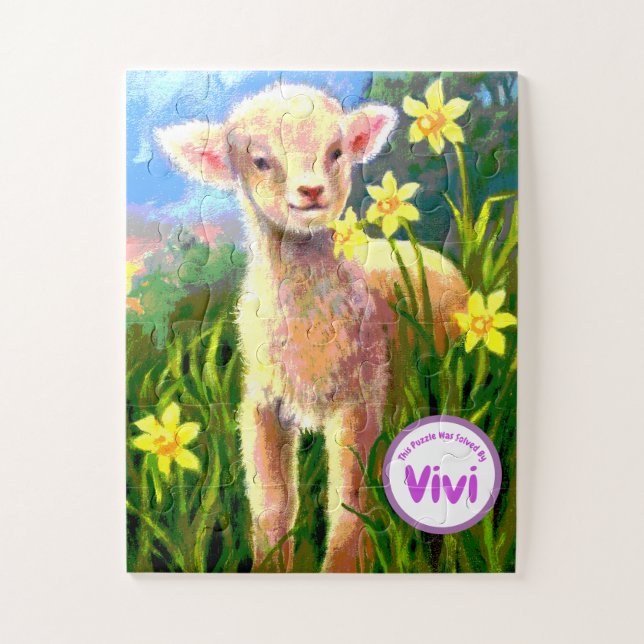 Lamb Personalized  KIds Jigsaw Puzzle (Vertical)
