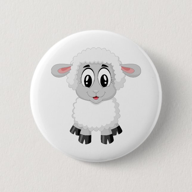 Lamb sheep cute farm animal baby 6 cm round badge (Front)
