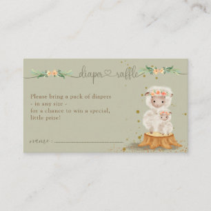 Lamb Sheep sage green New Mum Diaper Raffle Enclosure Card