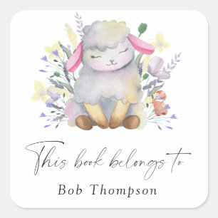 Lamb - this book belongs to square sticker