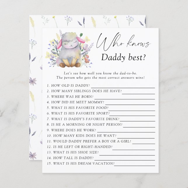 Lamb - Who knows daddy best game (Front/Back)