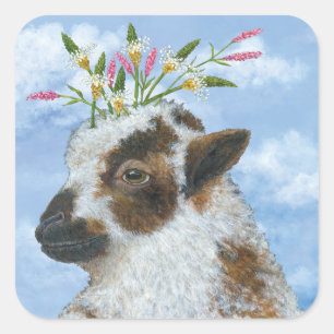 Lamb with wildflowers stickers