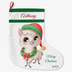Lamb Wreath Large Christmas Stocking
