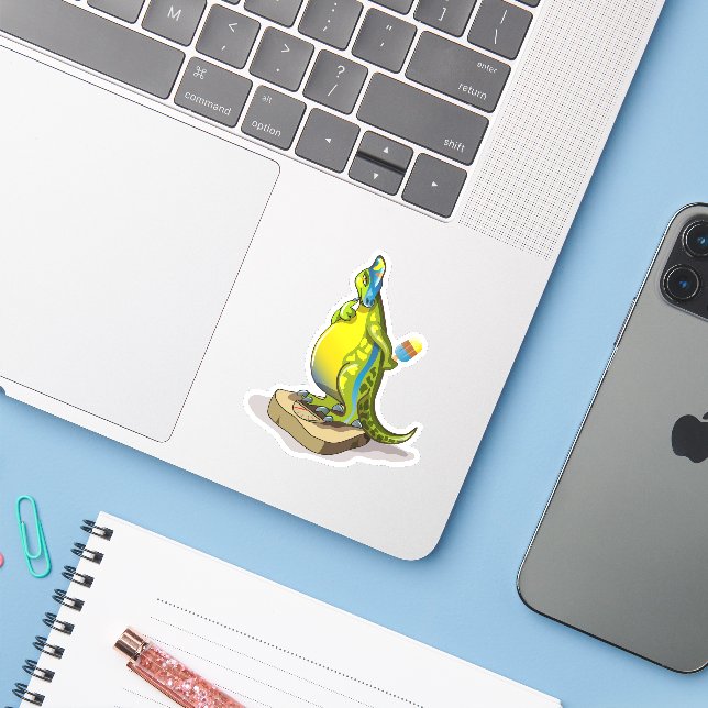 Lambeosaurus Standing On A Weight Scale. (Laptop w/ iPhone)