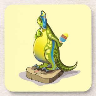 Lambeosaurus Standing On A Weight Scale. Coaster