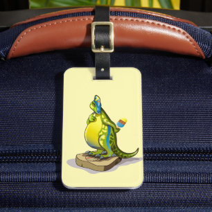 Lambeosaurus Standing On A Weight Scale. Luggage Tag