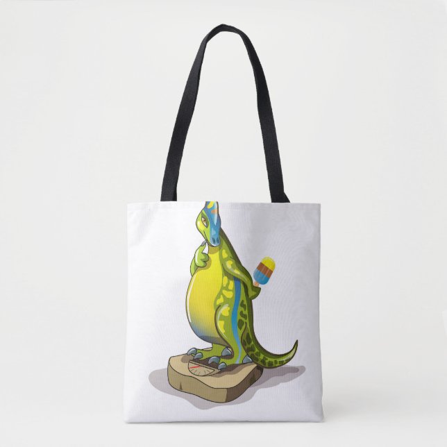 Lambeosaurus Standing On A Weight Scale. Tote Bag (Front)