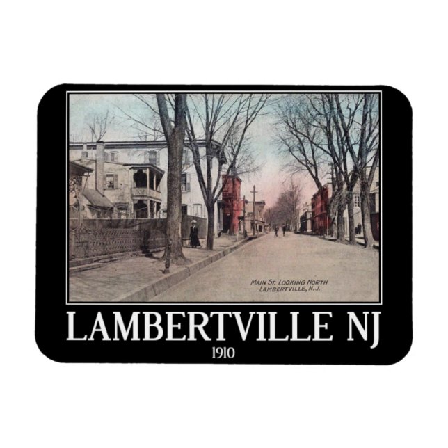 Lambertville NJ, Main Street, 1910, Vintage Style Magnet (Horizontal)