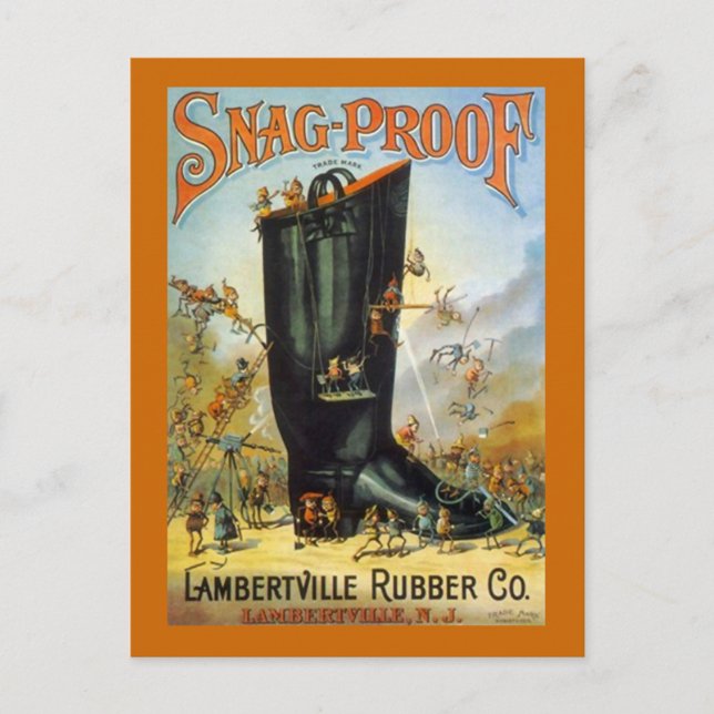 LAMBERTVILLE RUBBER SNAG-PROOF BOOT AD ELVES ~PC POSTCARD (Front)