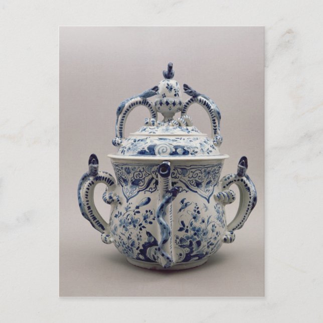 Lambeth Delftware posset pot, blue and white Postcard (Front)