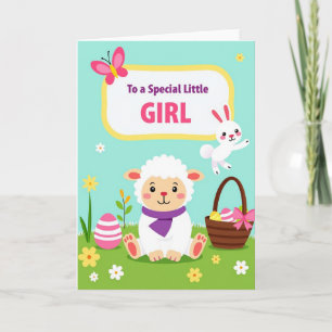 Lambs And Stripes Girl Card