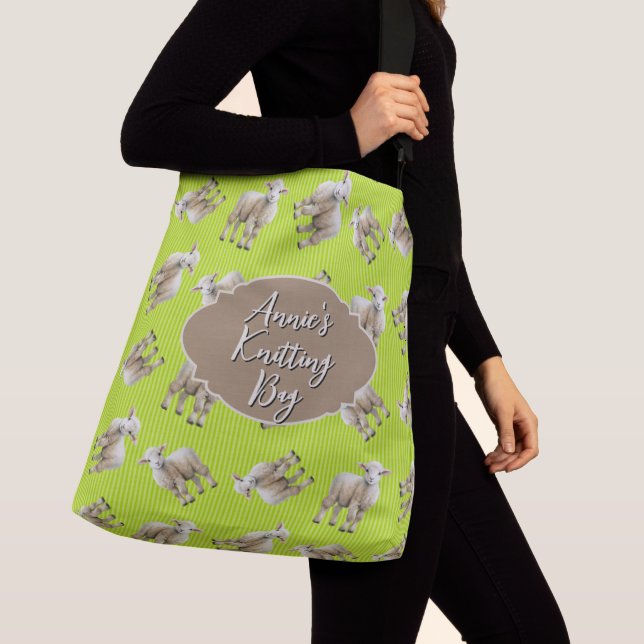 Lambs Pattern Personalized Knitting Crossbody Bag (Close Up)