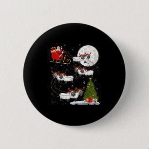 Lambs Sheep Santa Sleigh Flying Funny Magical Chri 6 Cm Round Badge