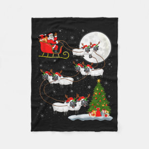Lambs Sheep Santa Sleigh Flying Funny Magical Chri Fleece Blanket