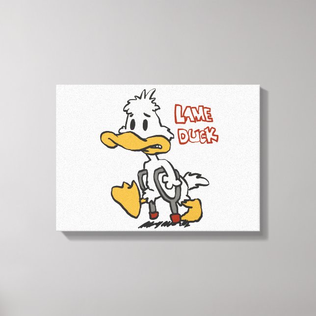 Lame duck cartoon | choose background colour canvas print (Front)
