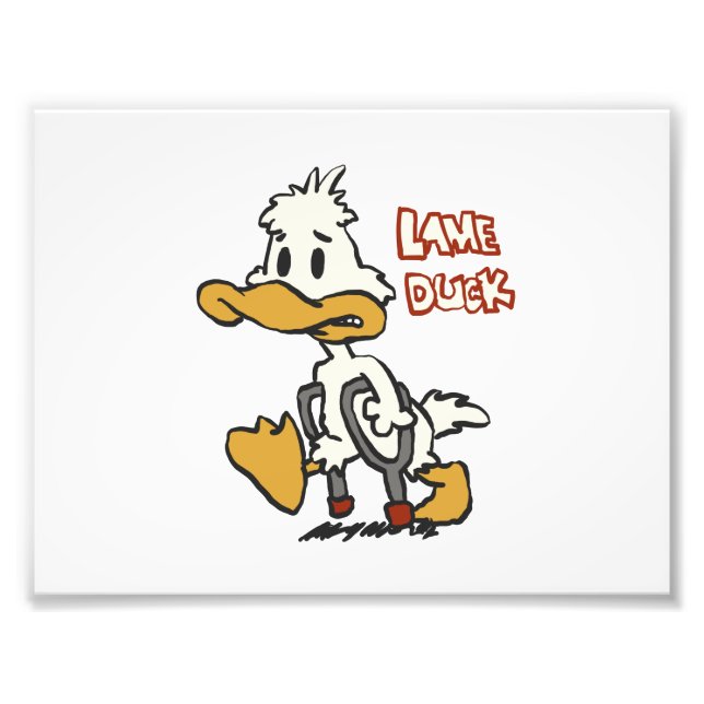 Lame duck cartoon | choose background colour photo print (Front)