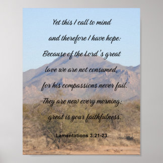 Lamentations 3:21-23, Inspirational Scripture Poster