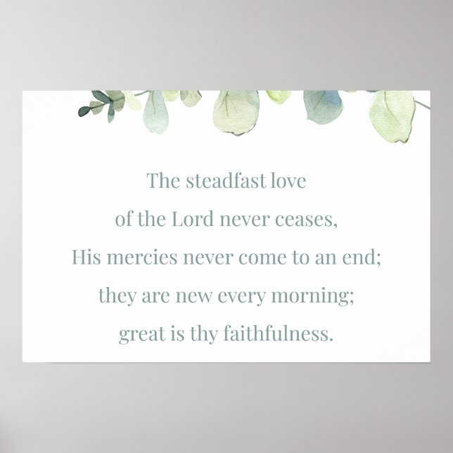 Lamentations 3:22-23, Bible Verse Print, Steadfast Poster (Front)