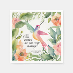 Lamentations 3:22-23 Hummingbird Christian Napkin