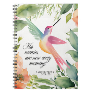 Lamentations 3:22-23 Hummingbird Christian  Notebook