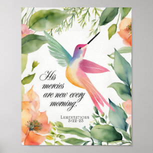 Lamentations 3:22-23 Hummingbird Christian  Poster