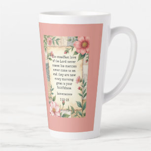 Lamentations 3:22–23 Vintage Floral Design  Latte Mug