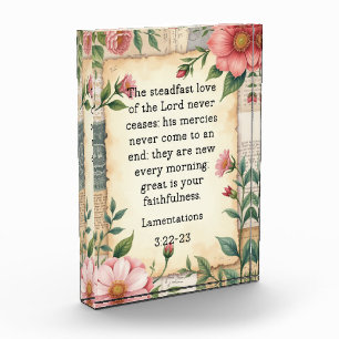 Lamentations 3:22–23 Vintage Floral Design Photo Block