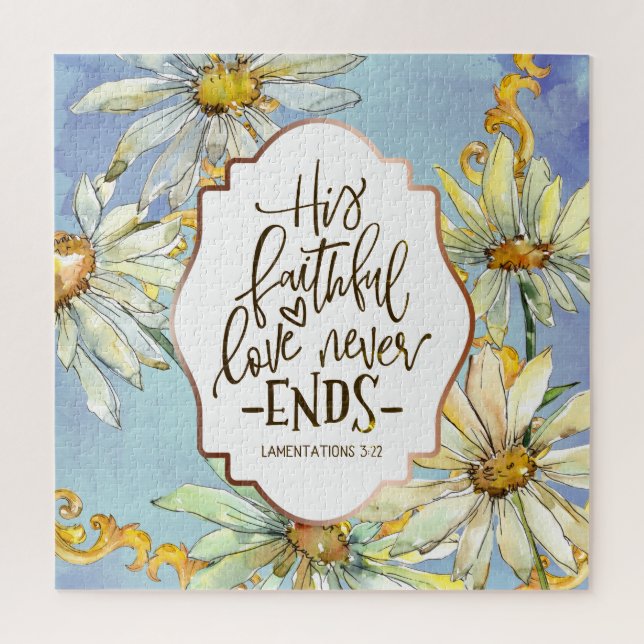 Lamentations 3:22 His Faithful Love Never Ends Jigsaw Puzzle (Vertical)
