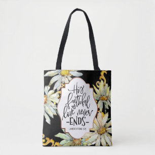 Lamentations 3:22 His Faithful Love Never Ends Tote Bag