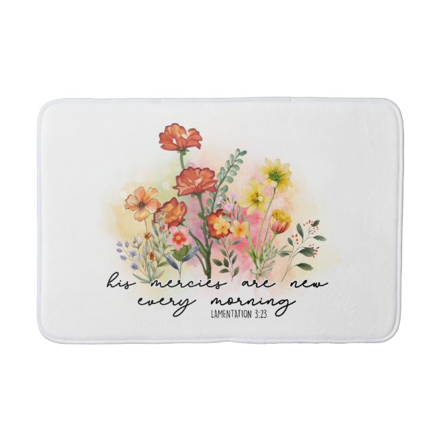 Lamentations 3:23 His Mercies New Every Morning Bath Mat (Front)