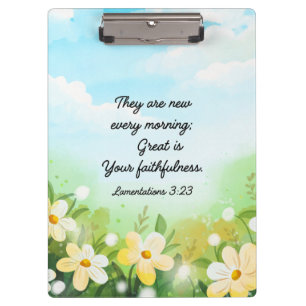 Lamentations 3:23 Yellow Spring Christian Clipboard