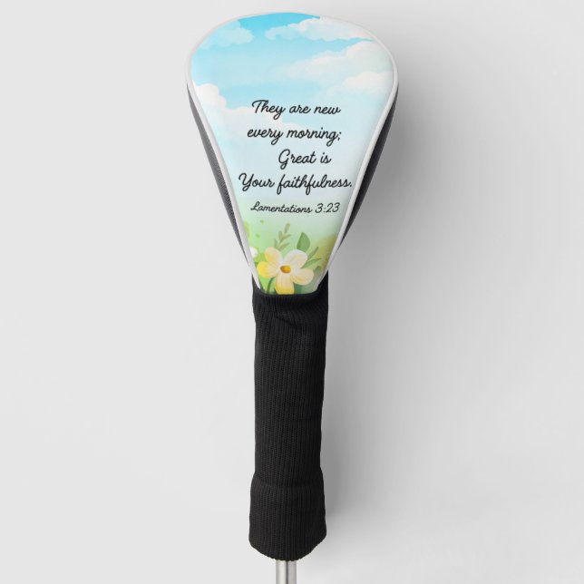 Lamentations 3:23 Yellow Spring Christian Golf Head Cover (Front)