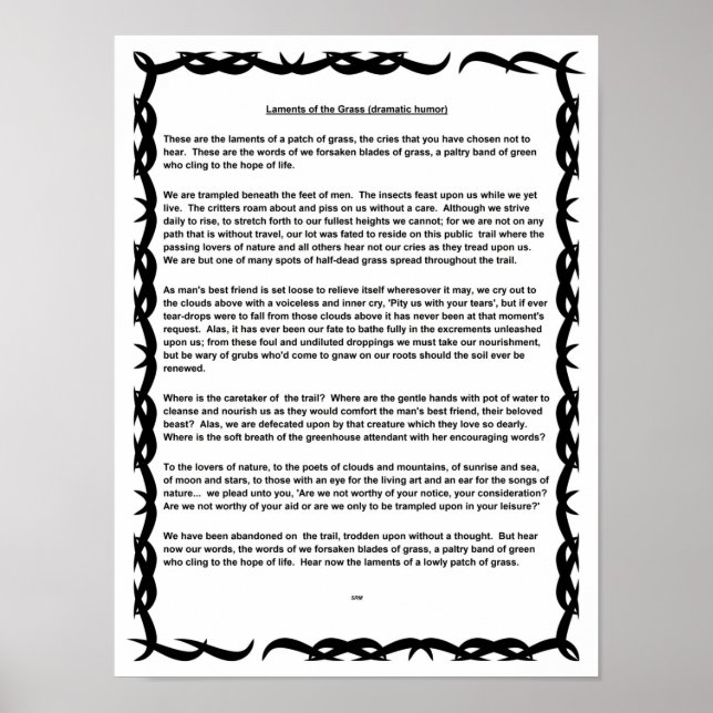 Laments of the Grass (dramatic humour) Poster (Front)