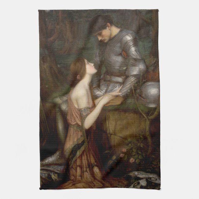 Lamia and the Soldier by John William Waterhouse Tea Towel (Vertical)