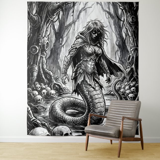 Lamia the Serpent Queen of Skulls Tapestry (In Situ)