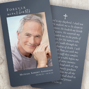 Laminated Blue Photo Memorial Prayer Card