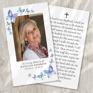 Laminated Butterflies Photo Memorial Prayer Card