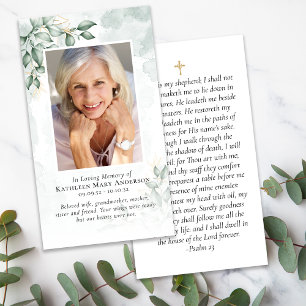 Laminated Eucalyptus Photo Memorial Prayer Card
