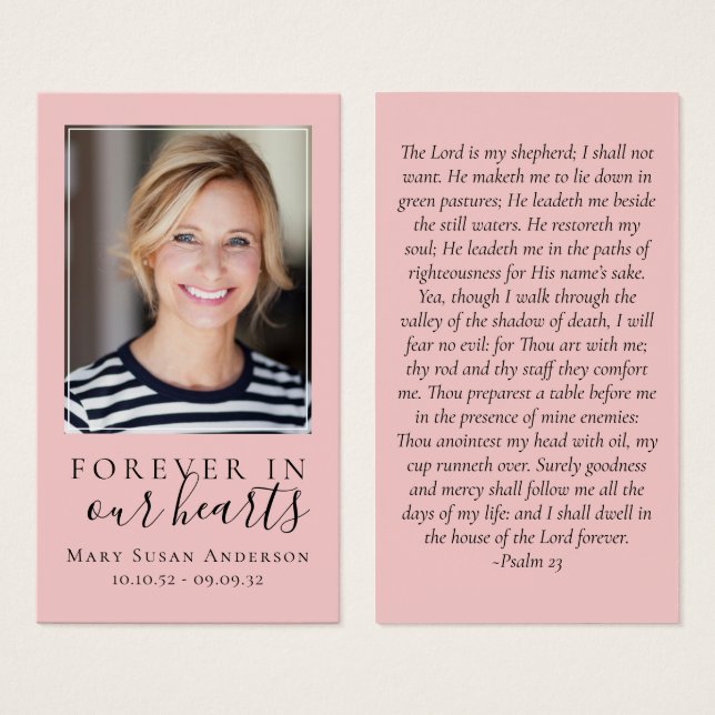 Laminated Forever in Our Hearts Memorial Card (Front & Back)