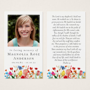 Laminated Memorial Card Wildflower Border