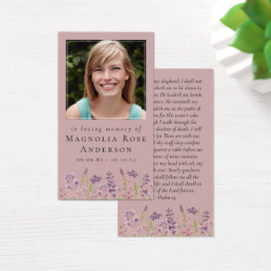 Laminated Memorial Card Wildflower Lavender