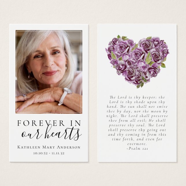 LAMINATED Memorial Prayer Card | Hydrangea Heart (Front & Back)