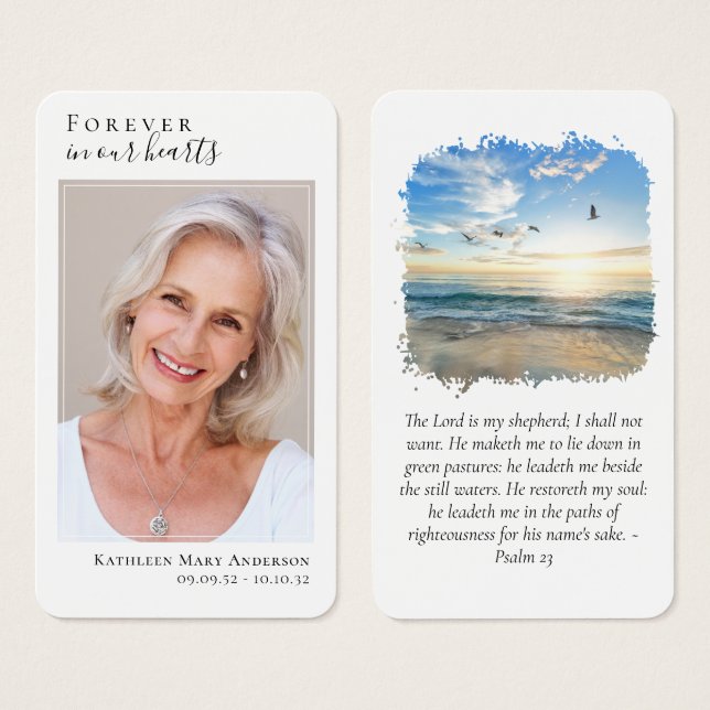 Laminated Photo Beach Memorial Prayer Card (Front & Back)