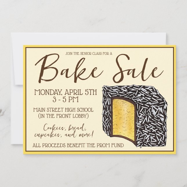 Lamington Australian Bake Sale Dessert Bakery Invitation (Front)