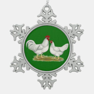 Lamona Chickens Snowflake Pewter Christmas Ornament