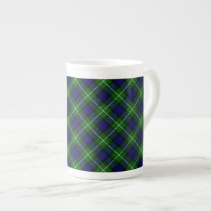 Lamont tartan blue green plaid bone china mug
